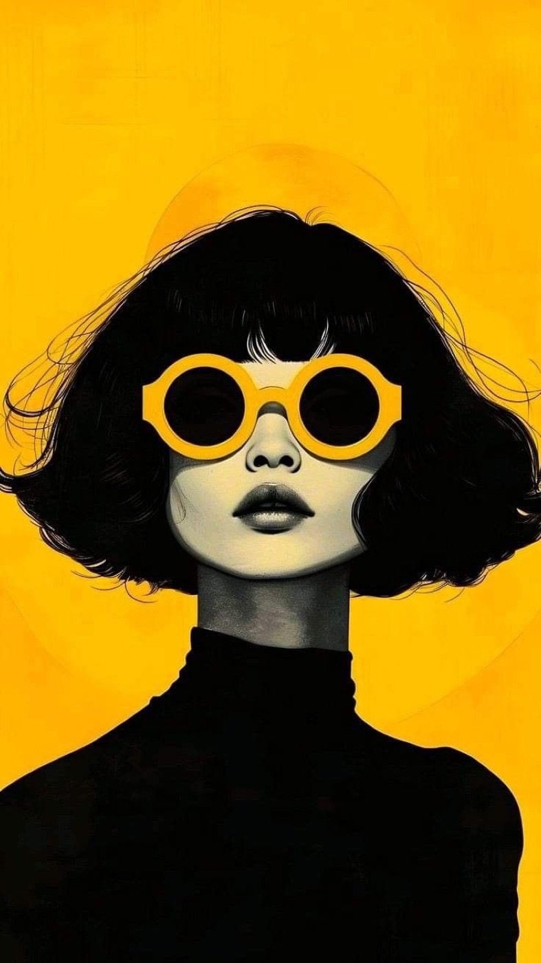 Pop-art portrait in bold yellow